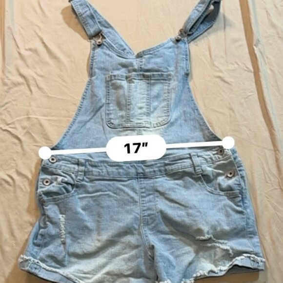 Wallflower Brand Faded Denim Overall Shorts - SIZE XL - Picture 9 of 15